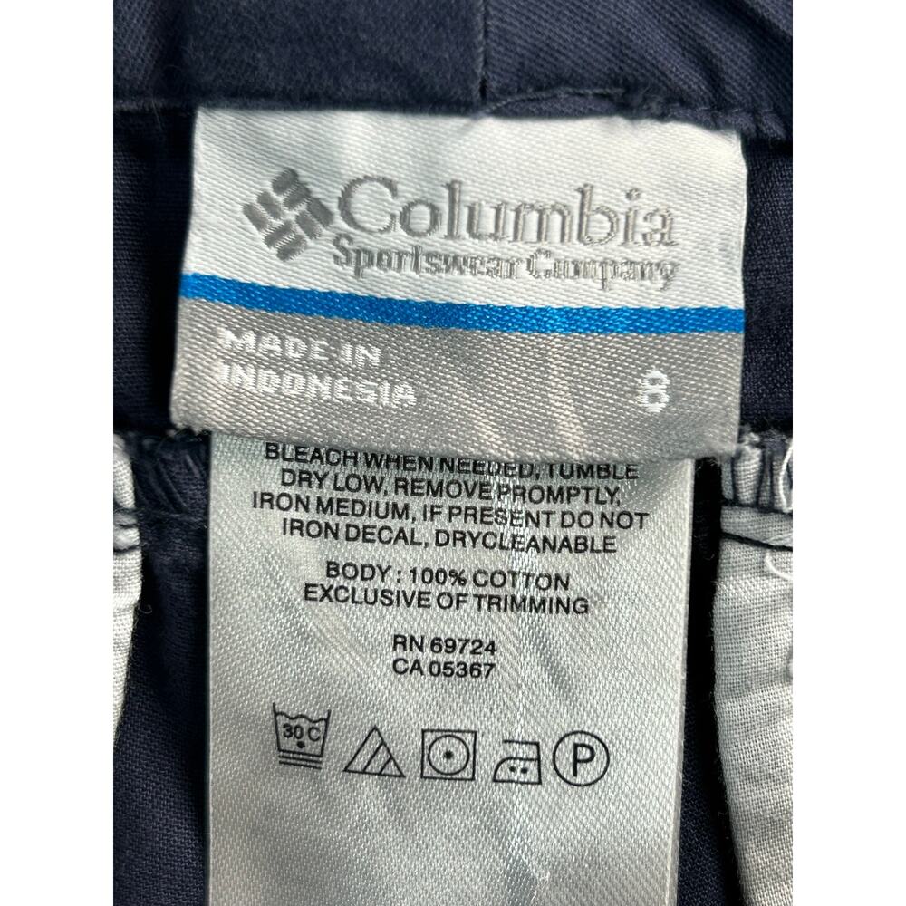 Columbia Women's Navy Cotton Chino Shorts Size 8 Casual Flat Front - Picture 3 of 10